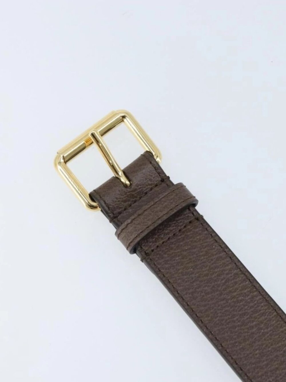 GUCCI Belt Leather 38.6" Brown Gold Auth BA11143 - Picture 6 of 10